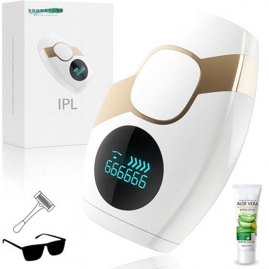 BronStore® LED Laser Ontharingsapparaat - IPL Ontharing Apparaat - Epileerapparaat Dames & Heren - Inclusief Beschermbril, Scheermes & Aloë Vera Lotion