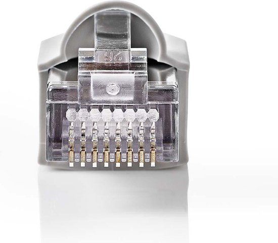 Nedis RJ45-Connector - Male - Solid FTP CAT5e - Recht - Verguld - 10 Stuks - PVC - Grijs / Transparant