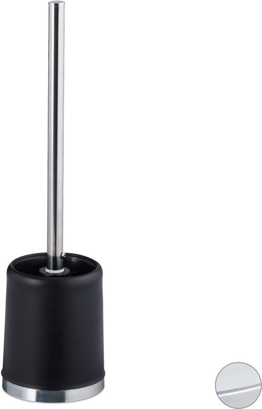 Relaxdays WC-borstel garnituur - toiletborstelhouder - toiletborstel - wc-borstel rond zwart