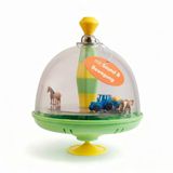 alldoro 16802 68020 Spinning top met bewegende tractor en aanhangwagen, twee bewegende dieren en realistische geluiden, inclusief batterijen, voor kinderen van 18 maanden en ouder