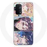 Maniacase Etui voor Oppo A74 Tanjiro Inosuke en Zenitsu Demon Slayer Kimetsu no Yaiba Manga