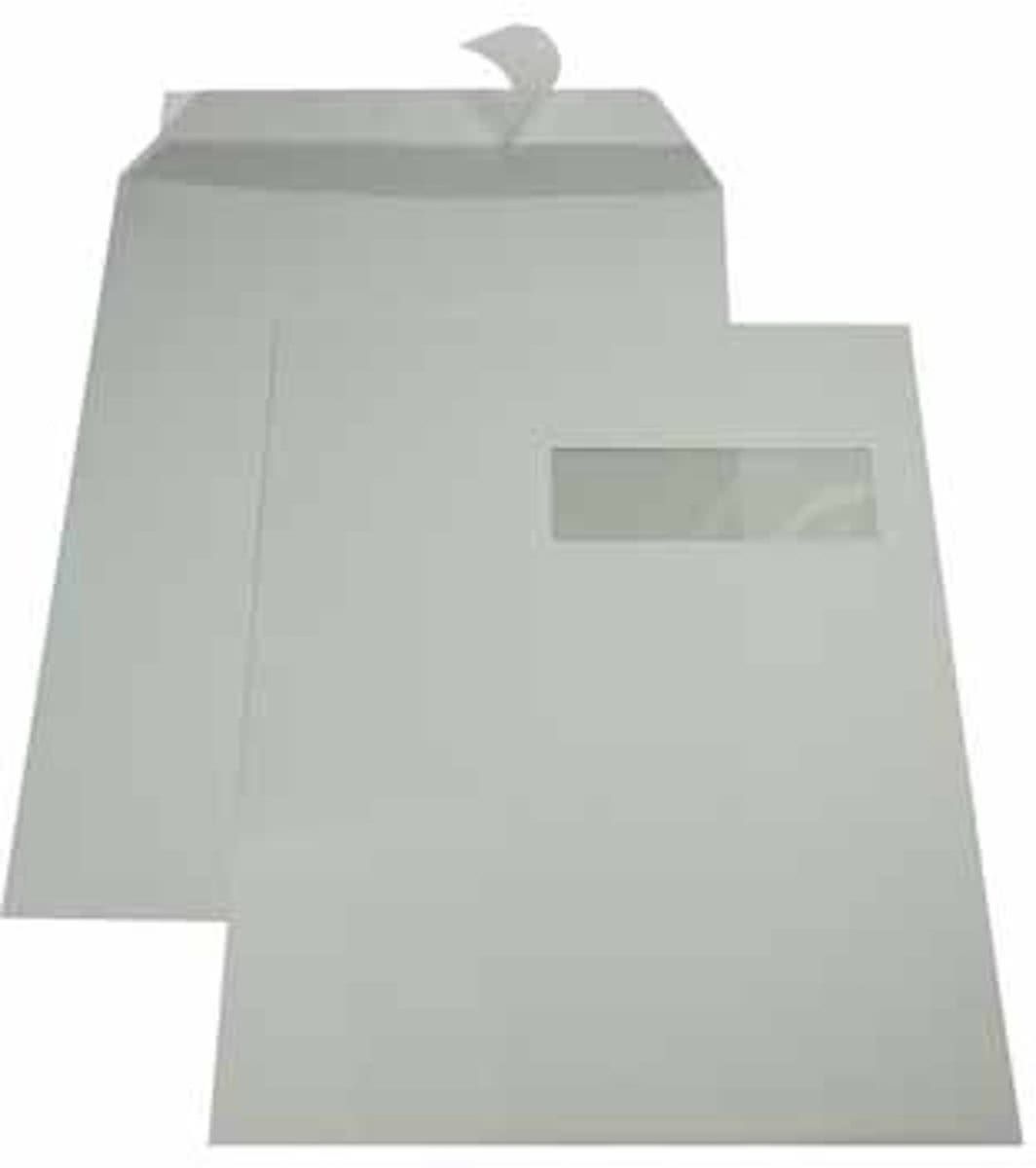 Gallery enveloppen formaat 229 x 324 mm venster rechts stripsluiting binnenzijde grijs doos 250 stuks