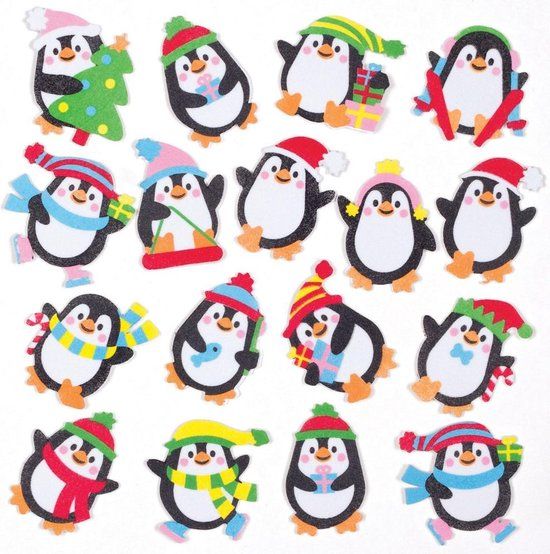 Baker Ross Pinguïn Foam Stickers - 120 stuks - Kerstmis - Kinderen