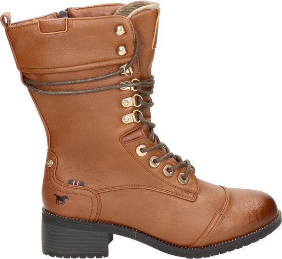 Mustang veterboots dames - Cognac - Maat 40