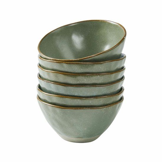 LOBERON Kom set van 6 Biarré turquoise/bruin