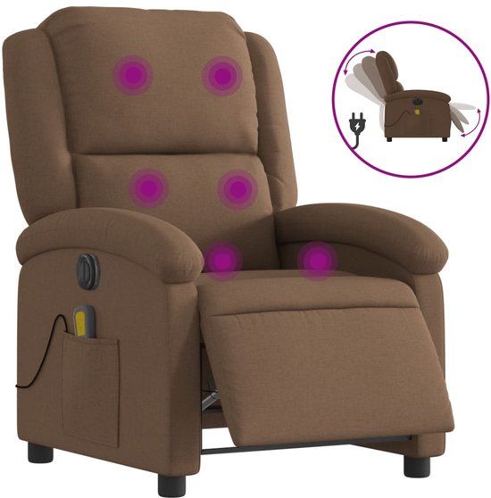 vidaXL Massagestoel elektrisch verstelbaar stof bruin