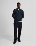 Lyle & Scott Tonal Eagle Merino Quarter Zip Jumper Trui Donkerblauw Kn2122vc