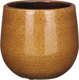 Mica Decorations - Plantenpot - keramiek - okergeel glans/spotted - D14/H12 cm