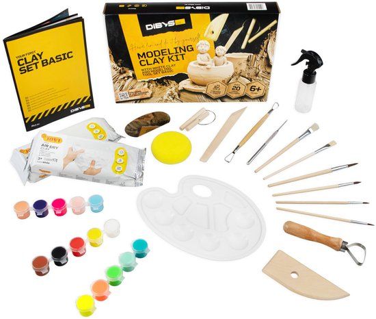 DIBYS Boetseer set Basic voor Kinderen - Witte Klei + Gereedschap