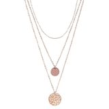 Chic by Lirette 3 Dubbele Stalen Layer Ketting - Gehamerd- RVS - Muntjes Reliëf - Rosé Goud - 38+5 / 42+8 cm - 3 kettingen Set inc. Sieradenzakje