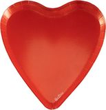 Givi Italia Feestbordjes Valentijn - 8x - hart vormig - rond - karton - 17 x 18 cm - biologisch afbreekbaar - wegwerpbordjes