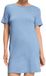 Hanro Dames nachthemd Natural Elegance bluebird Effen Korte mouw Viscose/Elastaan S