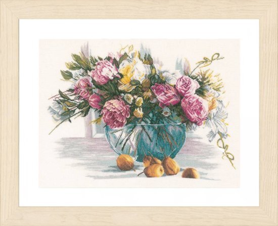 Lanarte borduurpakket PN0162299 stilleven, bloemen in glazen vaas