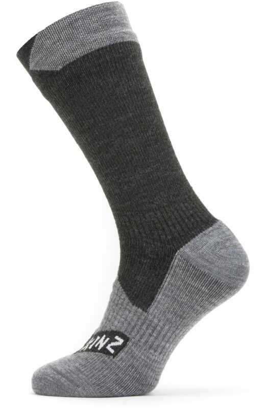 Sealskinz Waterproof All Weather Mid-High Socks - Black/Grey - Size L (EU 43-46)