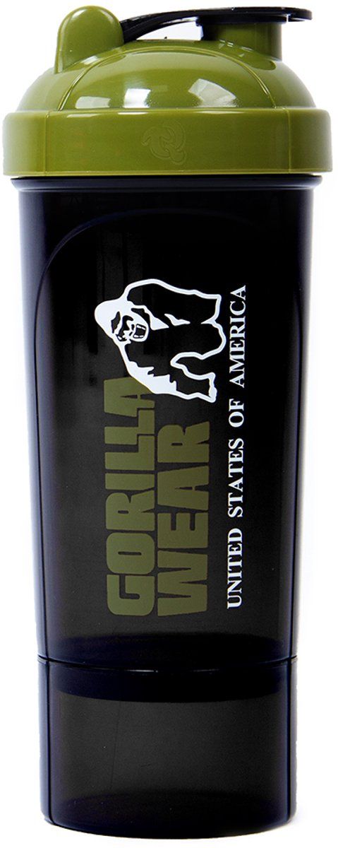 Gorilla Wear Compacte Shaker - Zwart/Legergroen - 500ml