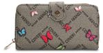 Coveri Portefeuille pour femme avec fermeture éclair, motifs papillons, couleur crème, 19x10 cm