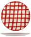 6 assiettes plates en céramique, 26 cm, thème de Noël, rouge, à carreaux