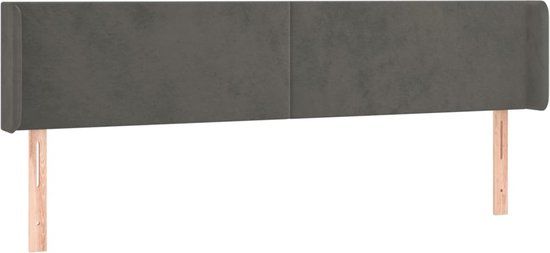 vidaXL Hoofdbord met randen 203x16x78/88 cm fluweel donkergrijs