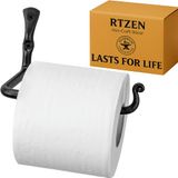 RTZEN Rechte decoratieve toiletrolhouder | Decoratieve smeedijzeren handgemaakte zwarte TP-rolhanger decor | Wandmontage eenvoudige installatie