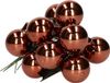 Decoris 10x Mini glazen kerstballen kerststekers mahonie bruin 2 cm