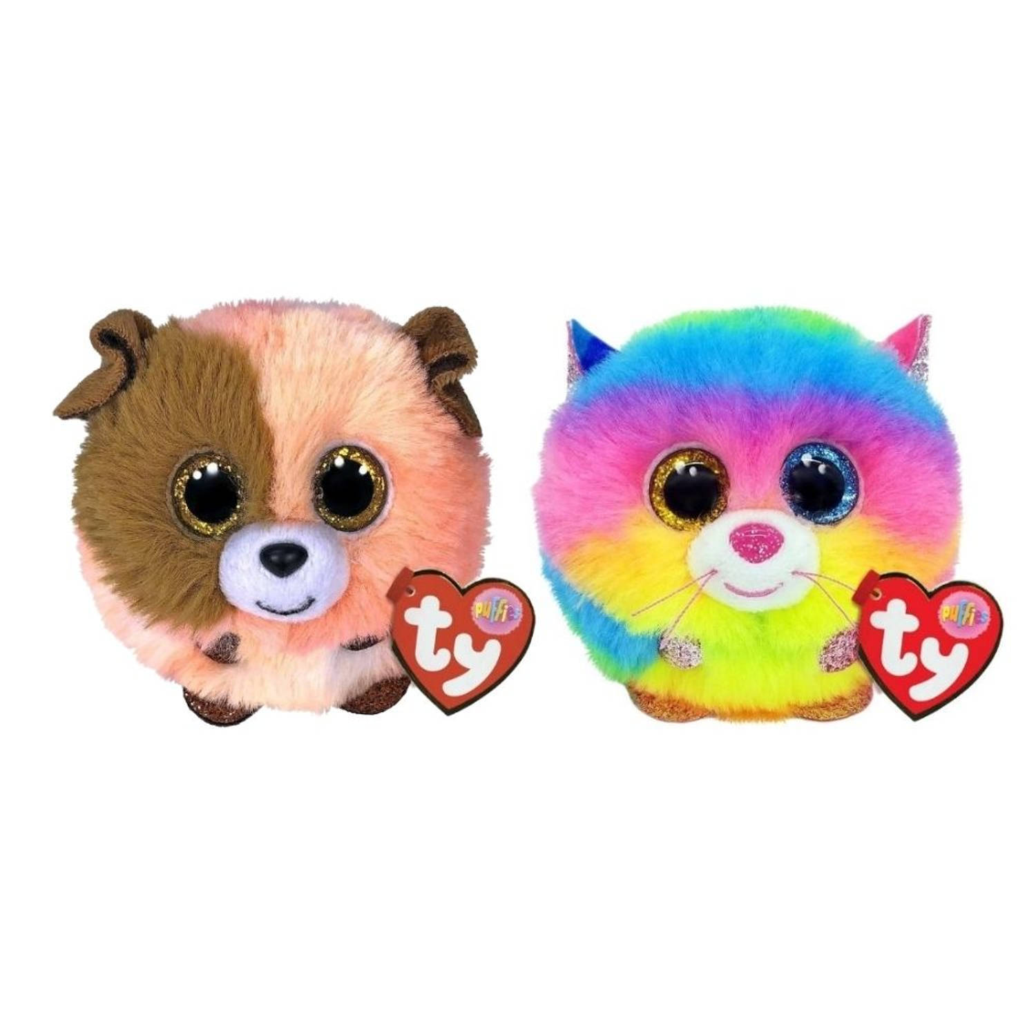 TY - Knuffel - Teeny Puffies - Mandarin Dog & Gizmo Cat