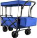 Merkloos Opvouwbare bolderkar met dak - 927 x 543 x 985 cm - 100 kg draagvermogen - Zwart - Textiel - Inclusief rem - Verstelbare stang