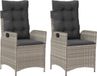 vidaXL Tuinstoelen 2 st verstelbaar met kussens poly rattan lichtgrijs