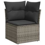 vidaXL 10-delige Loungeset met Kussens, Poly Rattan, Grijs