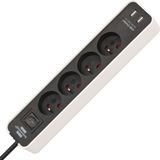 Brennenstuhl Ecolor stekkerdoos met USB 4-voudig 1,5m wit/zwart