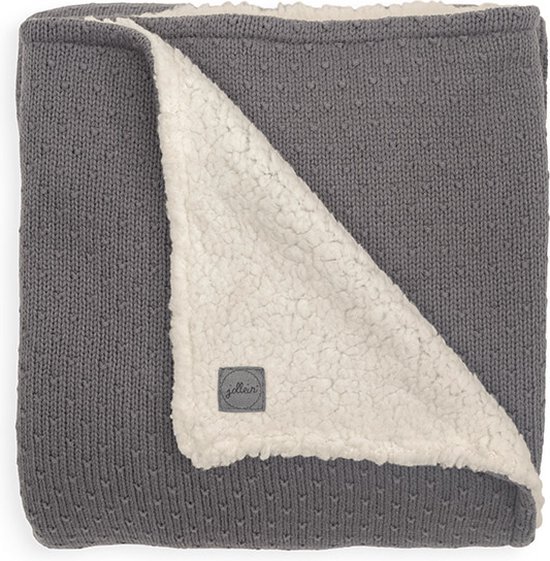 Jollein Bliss Knit Teddy Wiegdeken Storm Grey 75 x 100 cm Grey