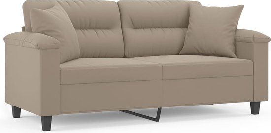 vidaXL Tweezitsbank met kussens 140 cm microvezelstof taupe