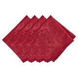 Elrene Home Fashions Jacquard vakantie doek diner servetten set van 4, polyester, rood, 17" x 17"