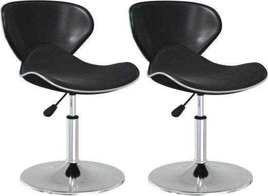 vidaXL Eetkamerstoelen - 2 stuks - Kunstleer - Zwart