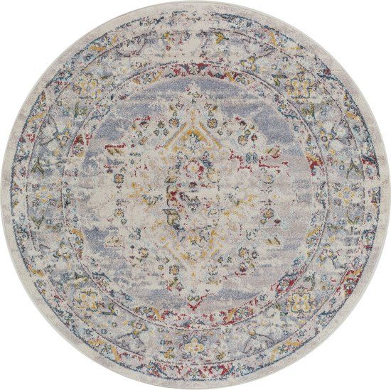 SURYA Jade rond vloerkleed vintage oosters taupe