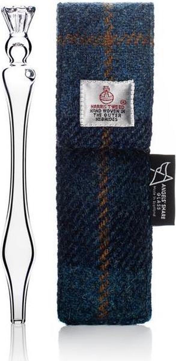 Fauna Marin Whisky pipet glas in luxe Harris Tweed zak Blauw