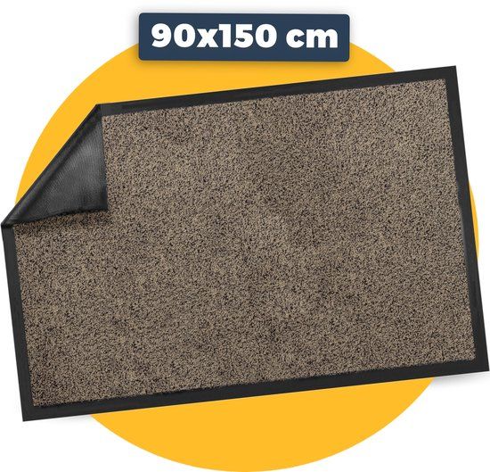 Pasper Deurmat binnen droogloopmat - 90 x 150 cm - Beige - Wasbaar - Anti-slip