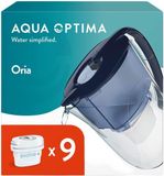 Oria Carafe filtrante - réduction microplastiques - 9 pièces - bleu