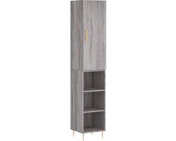 vidaXL Hoge kast 34,5x34x180 cm bewerkt hout grijs sonoma eikenkleurig