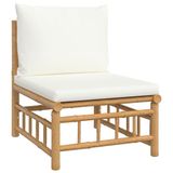 vidaXL 6-delige Loungeset met Kussens Bamboe Crèmewit