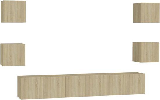 vidaXL 7-delige Tv-meubelset bewerkt hout sonoma eikenkleurig