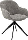 Kick Collection KICK® MATT Draaibare Eetkamerstoel – 360° Auto-Return – Met Armleuningen – Textuurstof – Grijs