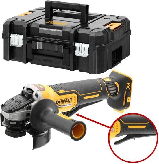 DeWalt DCG406NT 18V XR Accu Haakse Slijper - 125mm - Body in TSTAK - Koolborstelloos