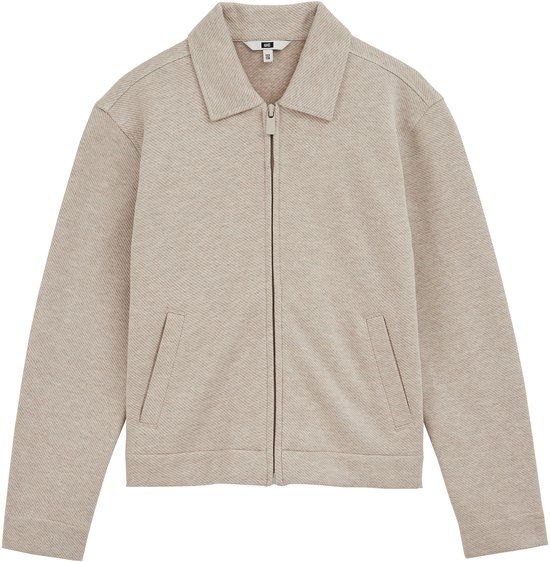 WE Fashion Jongens jack met stretch - Regular fit - Beige - Katoen - Maat: 110/116