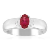 Cavill - Zilveren Ring 925 Sterling Gerhodineerd - AAA Braziliaanse Rubelliet 0,38 Ct Ovaal - Elegante Damesring met Ovale Edelsteen
