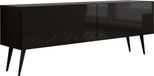 3E 3xE living.com 3xE living TV-meubel op Poten 140 cm, 2 Deuren, Matzwart/Glanzend Zwart/Zwarte Poten, 140 x 32 x 52 cm