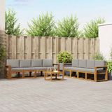 vidaXL Acacia Hout Bank Loungeset 8 Zitplekken Naturel en Lichtgrijs