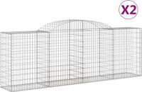 vidaXL Gabions 2 pièces courbé 300x50x80/120 cm Métal Argent