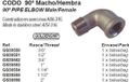 TOURON SA coude à 90º femelle/mâle 1 1/2 filetage 1 pièce (GS30555)