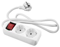 Witte 2-voudige stekkerdoos met schakelaar, 5 m, 3 G, 1,5 mm², Duitse kwaliteit
