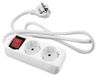 Witte 2-voudige stekkerdoos met schakelaar, 5 m, 3 G, 1,5 mm², Duitse kwaliteit